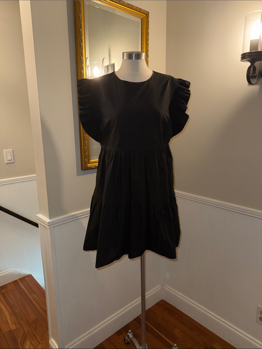 English Factory Black Babydoll mini dress with pockets. Like new. Size medium.